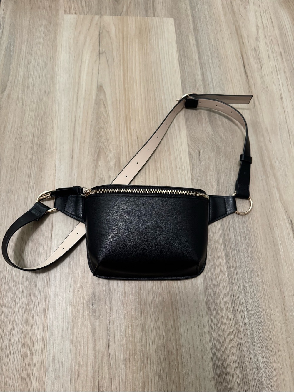 H&M Faux Leather Black Belt Bag with Adjustable Strap
